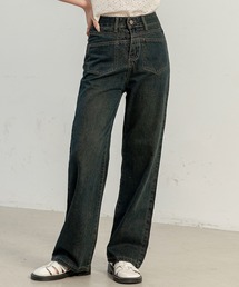 DAY CLOSET | 【大きいサイズ有】ヴィンテージライクステッチデニムワイドパンツ レディース(デニムパンツ)