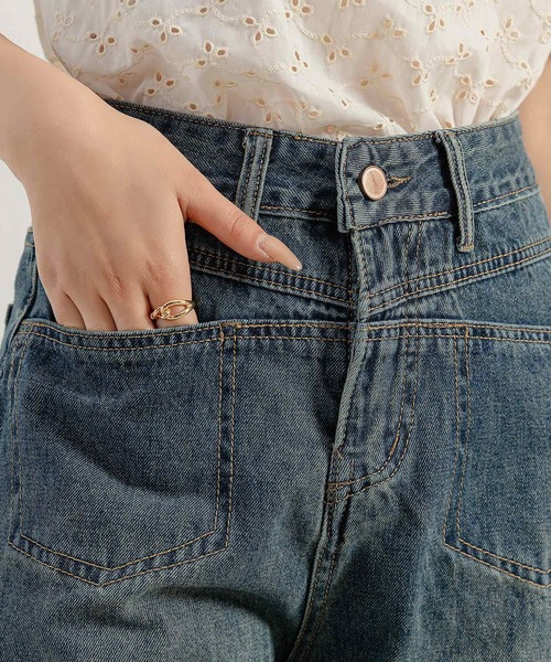 DAY CLOSET（デイ クローゼット）の「【大きいサイズ有】ヴィンテージライクステッチデニムワイドパンツ レディース（デニムパンツ・レディース・ダークインディゴブルー/ブルー・XL/L/M/S/2XL）」の20枚目の写真