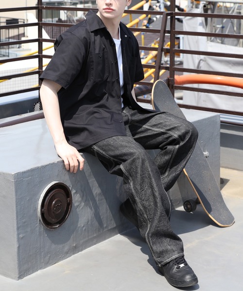 HOUSTON 半袖シャツ X-LARGE ネイビー HOUSTON 「HOUSTON」 半袖シャツ X-LARGE ネイビー メンズ