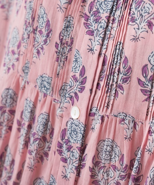 OMNES（オムネス）の「コットンボイル総柄半袖シャツワンピース（シャツワンピース・レディース・パープル/ブラック×ホワイト/グリーン系その他/ブルー系その他/ブラウン系その他/ブラック系その他/パープル系その他/キナリ/グリーン系その他2/ネイビー・FREE）」の16枚目の写真