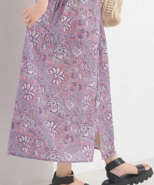 OMNES（オムネス）の「コットンボイル総柄半袖シャツワンピース（シャツワンピース・レディース・パープル/ブラック×ホワイト/グリーン系その他/ブルー系その他/ブラウン系その他/ブラック系その他/パープル系その他/キナリ/グリーン系その他2/ネイビー・FREE）」の18枚目の写真