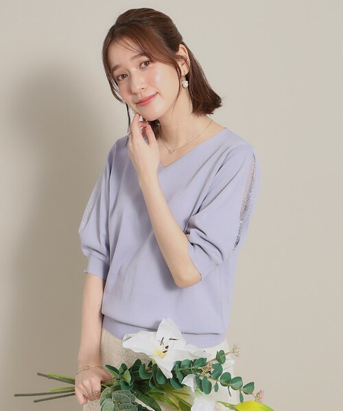 ITS'DEMO（イッツデモ）の「◆【UV／洗える／アンチピリング／通勤】袖スリットレースニット（ニット/セーター・レディース・オフホワイト/ブラック/サックスブルー/ベビーピンク・40/38）」の17枚目の写真