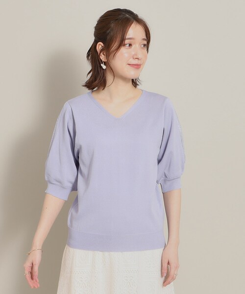 ITS'DEMO（イッツデモ）の「◆【UV／洗える／アンチピリング／通勤】袖スリットレースニット（ニット/セーター・レディース・オフホワイト/ブラック/サックスブルー/ベビーピンク・40/38）」の21枚目の写真