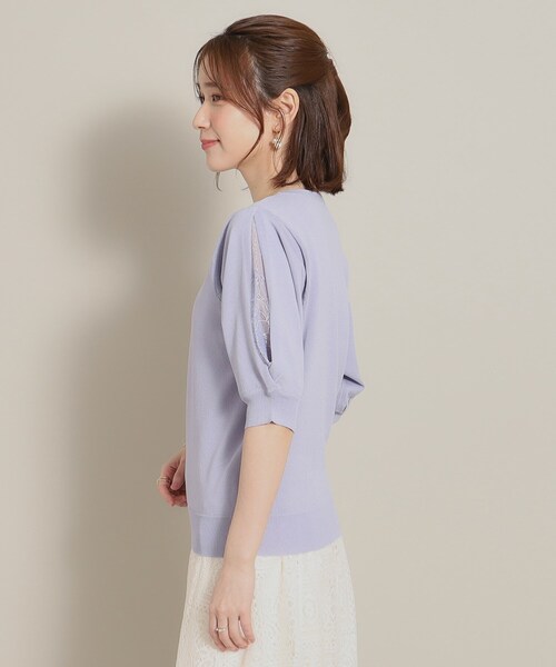 ITS'DEMO（イッツデモ）の「◆【UV／洗える／アンチピリング／通勤】袖スリットレースニット（ニット/セーター・レディース・オフホワイト/ブラック/サックスブルー/ベビーピンク・40/38）」の22枚目の写真