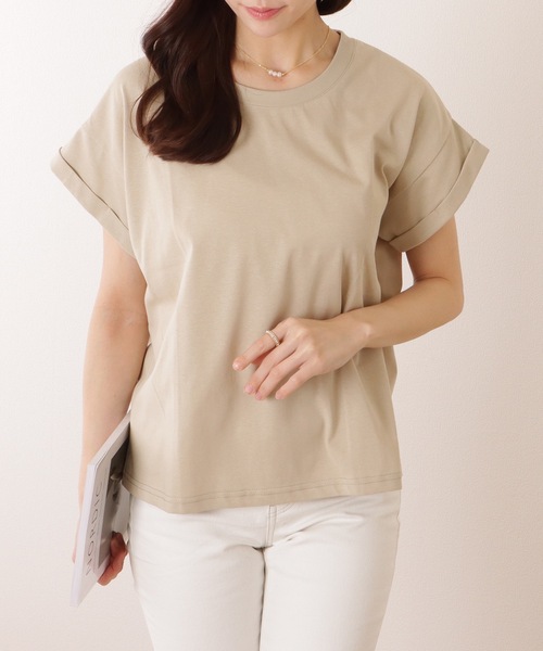 Lace Ladies(レースレディース)の「ソリッドカラー クルーネック ベーシック 半袖 プルオーバー(Tシャツ/カットソー・レディース・ブルー/ベージュ/ホワイト/グリーン/ピンク・M/L)」の1枚目の写真