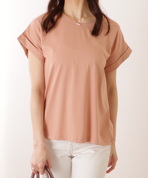 Lace Ladies(レースレディース)の「ソリッドカラー クルーネック ベーシック 半袖 プルオーバー(Tシャツ/カットソー・レディース・ブルー/ベージュ/ホワイト/グリーン/ピンク・M/L)」の5枚目の写真