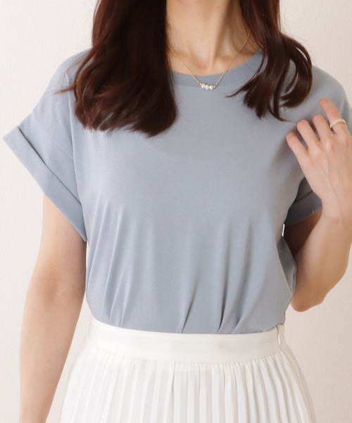 Lace Ladies(レースレディース)の「ソリッドカラー クルーネック ベーシック 半袖 プルオーバー(Tシャツ/カットソー・レディース・ブルー/ベージュ/ホワイト/グリーン/ピンク・M/L)」の4枚目の写真