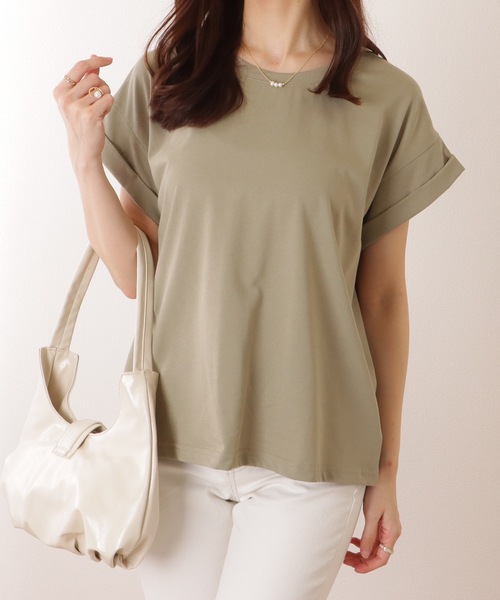 Lace Ladies(レースレディース)の「ソリッドカラー クルーネック ベーシック 半袖 プルオーバー(Tシャツ/カットソー・レディース・ブルー/ベージュ/ホワイト/グリーン/ピンク・M/L)」の9枚目の写真