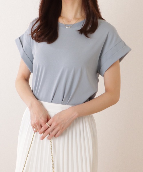 Lace Ladies(レースレディース)の「ソリッドカラー クルーネック ベーシック 半袖 プルオーバー(Tシャツ/カットソー・レディース・ブルー/ベージュ/ホワイト/グリーン/ピンク・M/L)」の11枚目の写真