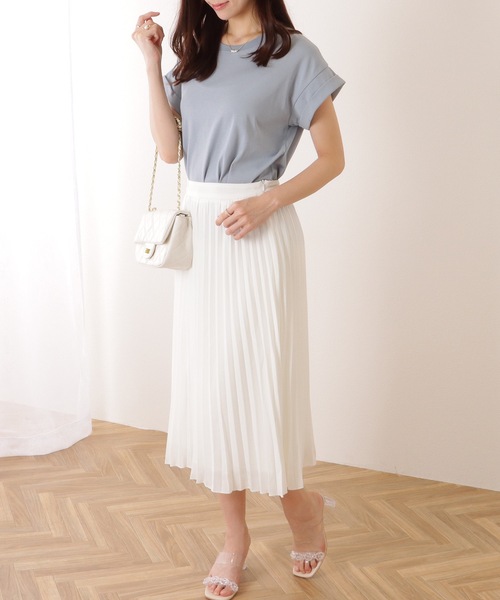 Lace Ladies(レースレディース)の「ソリッドカラー クルーネック ベーシック 半袖 プルオーバー(Tシャツ/カットソー・レディース・ブルー/ベージュ/ホワイト/グリーン/ピンク・M/L)」の13枚目の写真