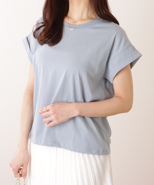Lace Ladies(レースレディース)の「ソリッドカラー クルーネック ベーシック 半袖 プルオーバー(Tシャツ/カットソー・レディース・ブルー/ベージュ/ホワイト/グリーン/ピンク・M/L)」の15枚目の写真