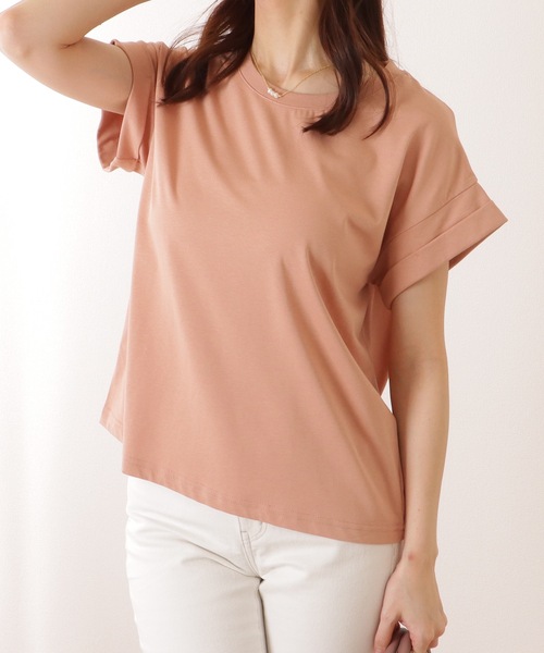 Lace Ladies(レースレディース)の「ソリッドカラー クルーネック ベーシック 半袖 プルオーバー(Tシャツ/カットソー・レディース・ブルー/ベージュ/ホワイト/グリーン/ピンク・M/L)」の17枚目の写真