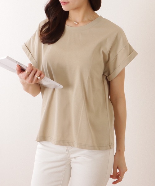Lace Ladies(レースレディース)の「ソリッドカラー クルーネック ベーシック 半袖 プルオーバー(Tシャツ/カットソー・レディース・ブルー/ベージュ/ホワイト/グリーン/ピンク・M/L)」の21枚目の写真
