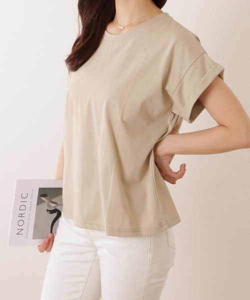 Lace Ladies(レースレディース)の「ソリッドカラー クルーネック ベーシック 半袖 プルオーバー(Tシャツ/カットソー・レディース・ブルー/ベージュ/ホワイト/グリーン/ピンク・M/L)」の22枚目の写真