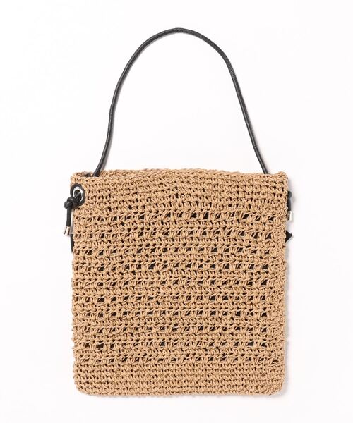 DouDou（ドゥドゥ）の「【WEB限定】ペーパー手編みリボントート（ハンドバッグ・レディース・ブラック/グレー・FREE）」の3枚目の写真