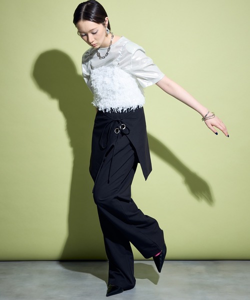 uyu.（ウユ）の「2way Wrap Slacks Pants / 2wayラップスラックスパンツ【uyu./ウユ】（スラックス・レディース・アイボリー/グレー/ブラック・M/S）」の9枚目の写真