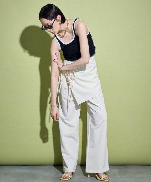 uyu.（ウユ）の「2way Wrap Slacks Pants / 2wayラップスラックスパンツ【uyu./ウユ】（スラックス・レディース・アイボリー/グレー/ブラック・M/S）」の4枚目の写真