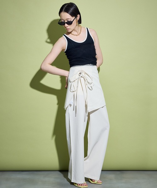 uyu.（ウユ）の「2way Wrap Slacks Pants / 2wayラップスラックスパンツ【uyu./ウユ】（スラックス・レディース・アイボリー/グレー/ブラック・M/S）」の5枚目の写真