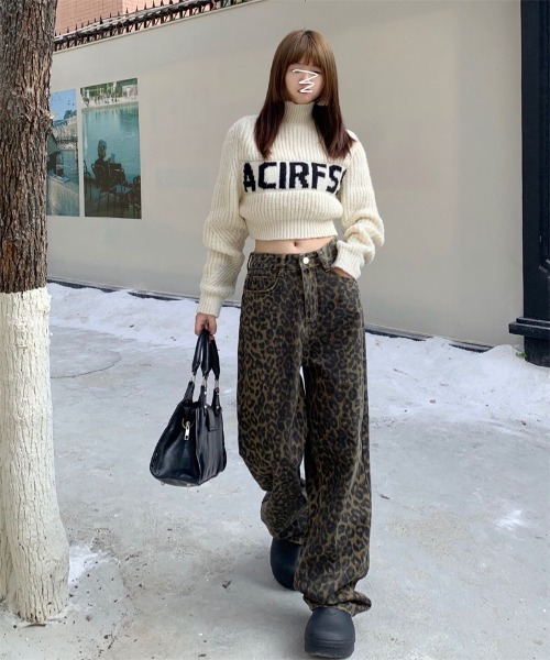 Didot.showroom レオパードワイドデニム　高身長　ヒョウ柄 レオパードデニムパンツ | ファッション通販サイト NUGU