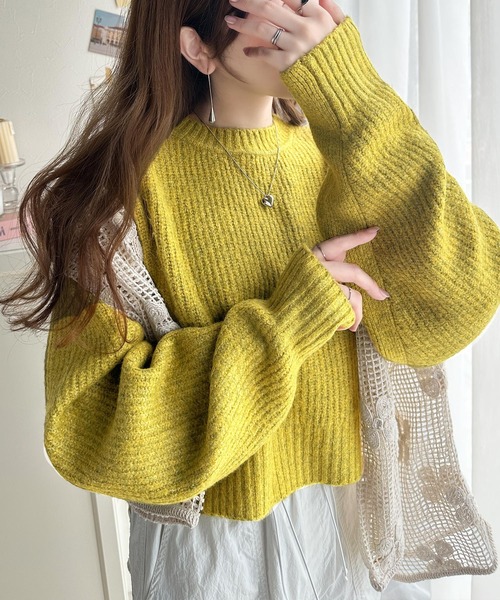 セール】ゆるニットでほどよいあざと感。ふわもちドルマン袖ニットプル