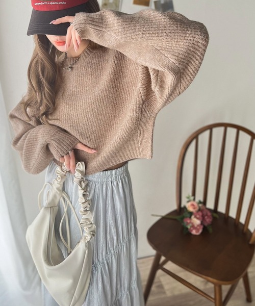 classicalelf（クラシカルエルフ）の「ゆるニットでほどよいあざと感。ふわもちドルマン袖ニットプルオーバー（ニット/セーター・レディース・チャコール/イエロー/グレイッシュベージュ/アイボリー・X-LARGE/LARGE/MEDIUM/SMALL）」の14枚目の写真