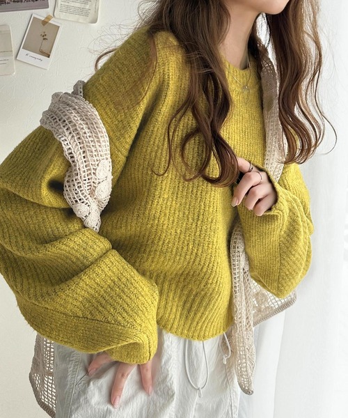 classicalelf（クラシカルエルフ）の「ゆるニットでほどよいあざと感。ふわもちドルマン袖ニットプルオーバー（ニット/セーター・レディース・チャコール/イエロー/グレイッシュベージュ/アイボリー・X-LARGE/LARGE/MEDIUM/SMALL）」の21枚目の写真