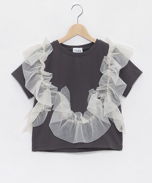 セール】【LADIES】チュールフリル半袖トップス（Tシャツ/カットソー 