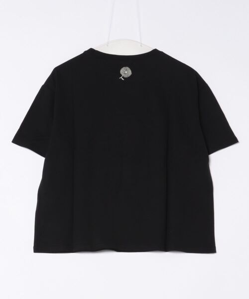 BARNDOOR（バーンドア）の「(BD)【BARNDOOR】北欧風 ボタニカル フラワー フリル Tシャツ（Tシャツ/カットソー・レディース・オフホワイト/ブラック×ホワイト/ブラック・FREE）」の4枚目の写真