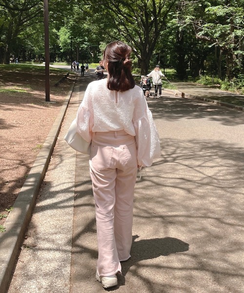 muguet（ミュゲ）の「リボンブラウス / エンボス / シアーブラウス（シャツ/ブラウス・レディース・ホワイト/ピンク・FREE）」の14枚目の写真