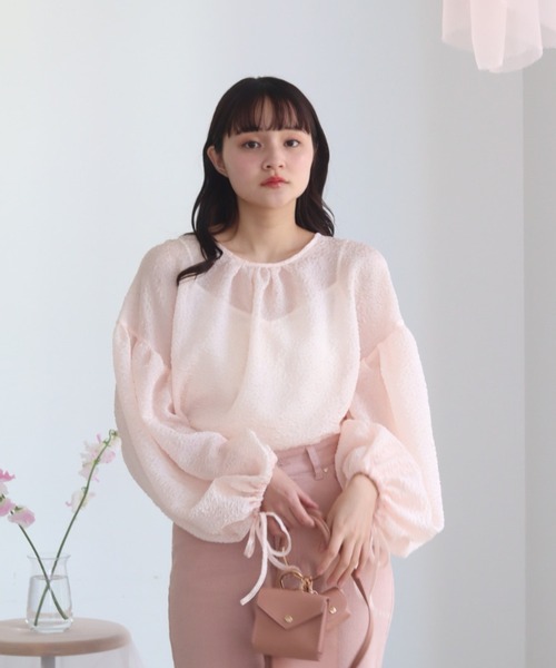 muguet（ミュゲ）の「リボンブラウス / エンボス / シアーブラウス（シャツ/ブラウス・レディース・ホワイト/ピンク・FREE）」の16枚目の写真