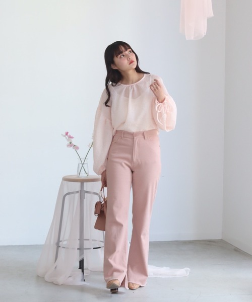 muguet（ミュゲ）の「リボンブラウス / エンボス / シアーブラウス（シャツ/ブラウス・レディース・ホワイト/ピンク・FREE）」の17枚目の写真