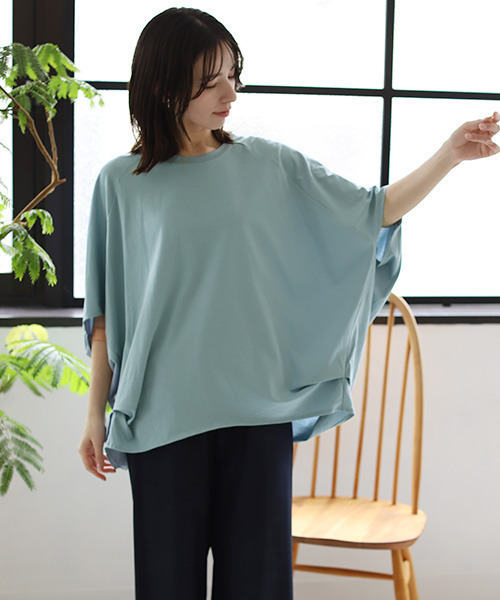 REAL CUBE(リアルキューブ)の「接触冷感デザインタックTシャツ(Tシャツ/カットソー・レディース・オフホワイト/ベージュ・M)」の4枚目の写真