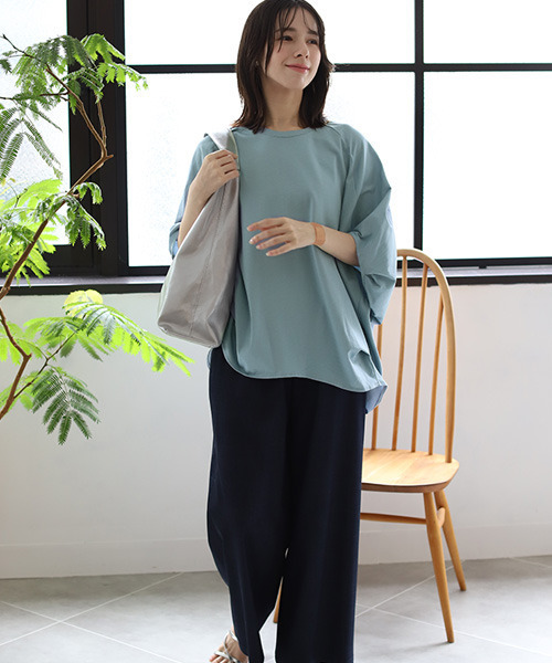REAL CUBE(リアルキューブ)の「接触冷感デザインタックTシャツ(Tシャツ/カットソー・レディース・オフホワイト/ベージュ・M)」の8枚目の写真