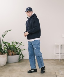 10.0oz スウェット 裏起毛 プルオーバーパーカー/フーディー 無地 ユニセックス ルーズシルエット