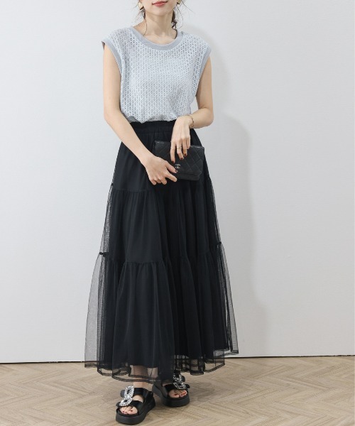 La-gemme(ラジェム)の「ニットレースフレンチスリーブプルオーバー(Tシャツ/カットソー・レディース・ブラック/ライトグレー/ピンク/ホワイト・フリー)」の17枚目の写真