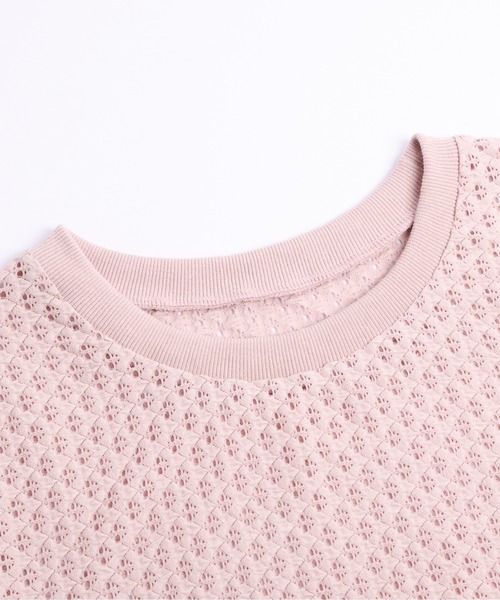 La-gemme(ラジェム)の「ニットレースフレンチスリーブプルオーバー(Tシャツ/カットソー・レディース・ブラック/ライトグレー/ピンク/ホワイト・フリー)」の12枚目の写真