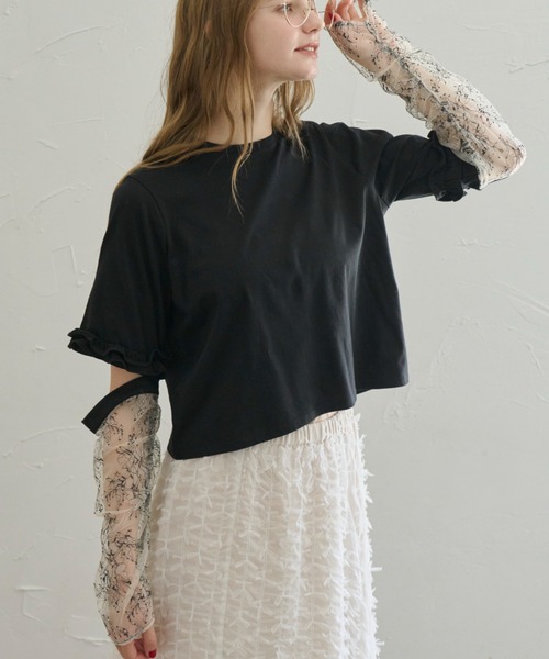 トップス BLOSSOM LACE TOPS Pink Flower Lace Long Sleeve Tops - Babez London