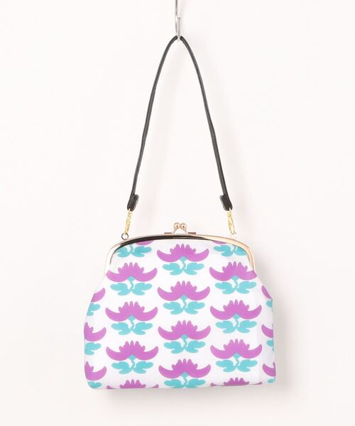 【カヤ】こけし花模様 ビニールがま口ハンドバッグ（ハンドバッグ）｜カヤ（カヤ）