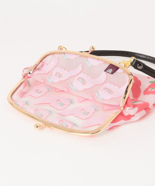 【カヤ】こけし花模様 ビニールがま口ハンドバッグ（ハンドバッグ）｜カヤ（カヤ）