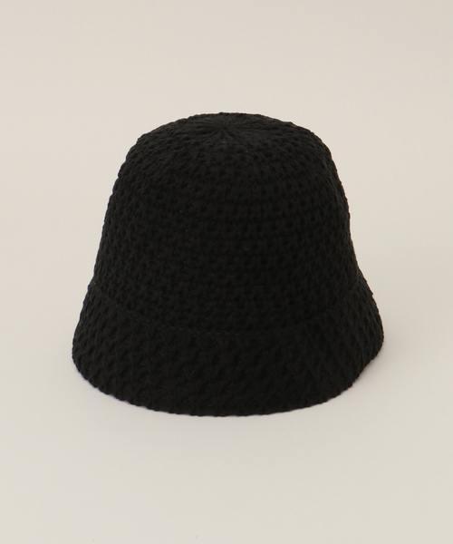 B.C STOCK（ベーセーストック）の「透かし編みハット（ハット・レディース・ブラック/アイボリー・FREE）」の2枚目の写真