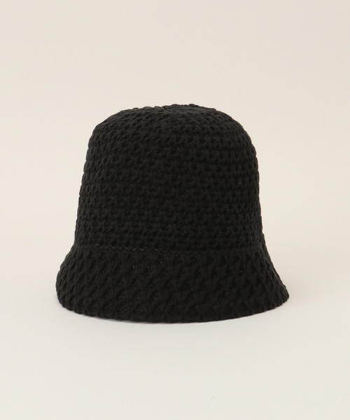 B.C STOCK（ベーセーストック）の「透かし編みハット（ハット・レディース・ブラック/アイボリー・FREE）」の3枚目の写真