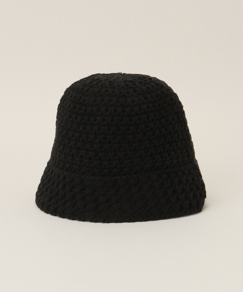 B.C STOCK（ベーセーストック）の「透かし編みハット（ハット・レディース・ブラック/アイボリー・FREE）」の4枚目の写真