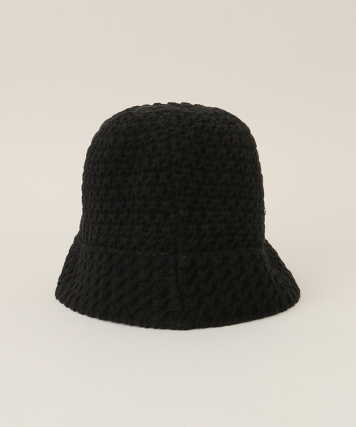 B.C STOCK（ベーセーストック）の「透かし編みハット（ハット・レディース・ブラック/アイボリー・FREE）」の5枚目の写真