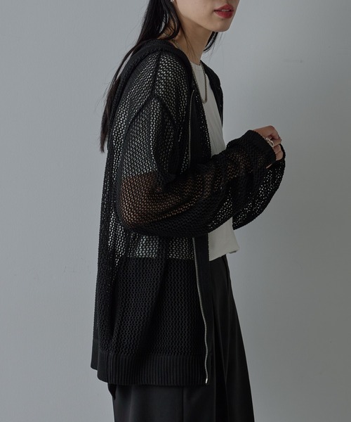 COLONY 2139（コロニートゥーワンスリーナイン）の「透かし編みジップパーカー（パーカー・メンズ・ブラック・MEDIUM/LARGE）」の5枚目の写真