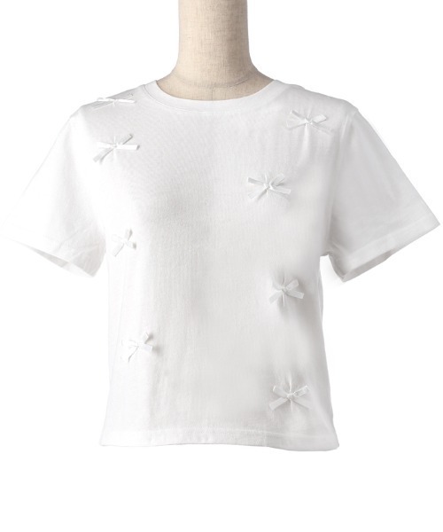 サテンリボンTシャツ（Tシャツ/カットソー）｜coca（coca