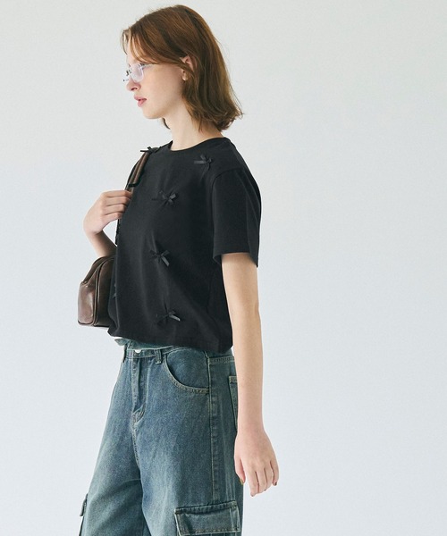 サテンリボンTシャツ（Tシャツ/カットソー）｜coca（coca