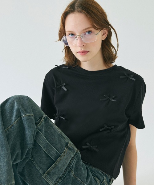 サテンリボンTシャツ（Tシャツ/カットソー）｜coca（coca