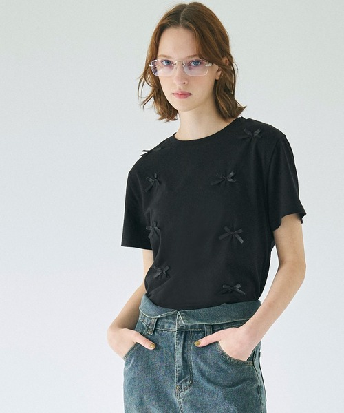 【50％OFF】 サテンリボンTシャツ（Tシャツ/カットソー）｜coca（coca トップス