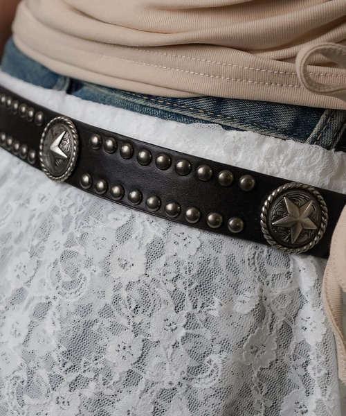 SPINNS（スピンズ）の「スター合皮ベルト（ベルト・レディース・ブラック・ONESIZE）」の9枚目の写真