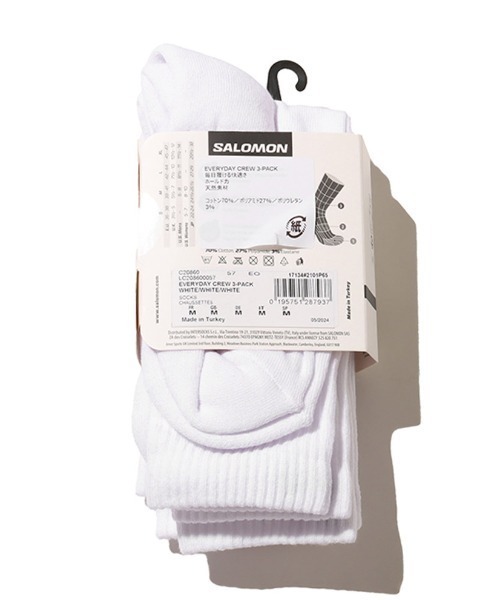 SALOMON（サロモン）の「SALOMON EVERYDAY CREW 3-PACK / サロモン エブリデイ クルー 3-パック（ソックス/靴下・メンズ・ホワイト・S/M/L）」の3枚目の写真